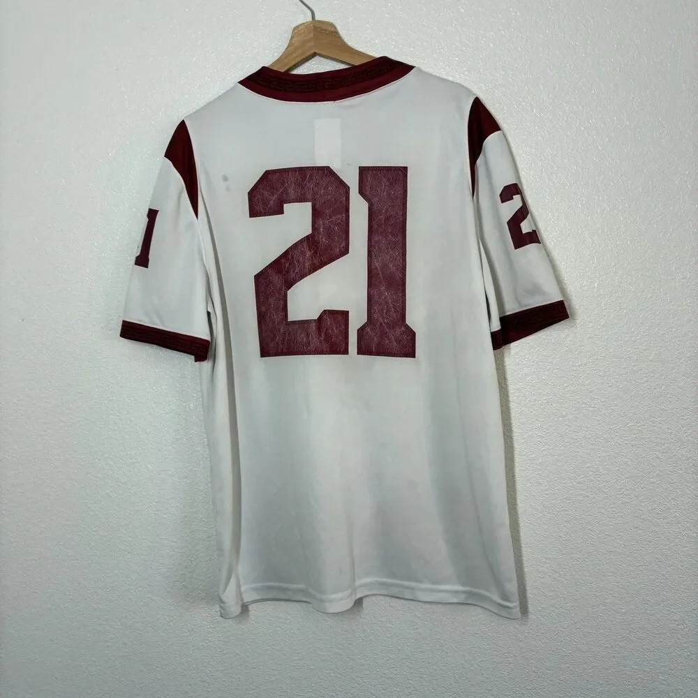 USC Trojans Jersey Mens Large White NCAA Football Nike Dri-FIT Number 21